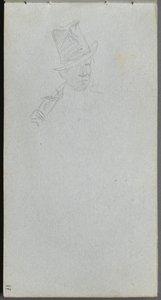 Schetsboek, pagina 17: Buste van een Man met Hoge Hoed door Jean Louis Ernest Meissonier