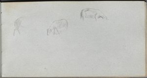 Schetsboek, pagina 20: Dierenstudie door Ernest Meissonier