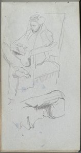Schetsboek, pagina 24: Zittende mannelijke figuur door Jean Louis Ernest Meissonier