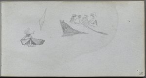 Schetsboek, pagina 25: Studies van figuren in boten door Jean Louis Ernest Meissonier