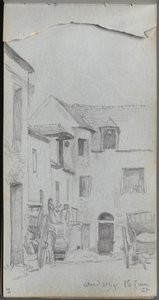 Schetsboek, pagina 39: Straatbeeld