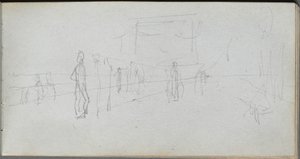 Schetsboek, pagina 40: Perspectiefstudie door Ernest Meissonier