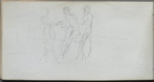 Schetsboek, pagina 42: Drie figuren door Ernest Meissonier