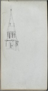 Schetsboek, pagina 44: Kerkspits