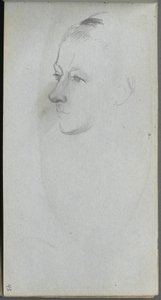 Schetsboek, pagina 45: Vrouwengezicht, 3/4 aanzicht door Ernest Meissonier
