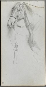 Schetsboek, pagina 55: Studie voor een paard door Ernest Meissonier