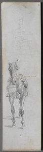 Schetsboek, pagina 56 & 57: Studie van een paard door Jean Louis Ernest Meissonier