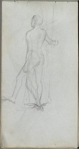 Schetsboek, pagina 60: Naakt mannelijk studie door Jean Louis Ernest Meissonier