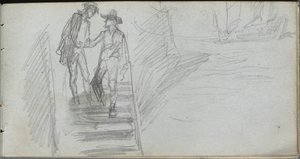 Schetsboek, pagina 64: Figuren op een Trap door Jean Louis Ernest Meissonier
