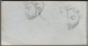 Schetsboek, pagina 65: Studie van Gezichten in Profiel door Jean Louis Ernest Meissonier