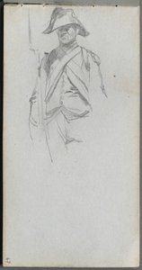 Schetsboek, pagina 67: Studie van een soldaat door Ernest Meissonier