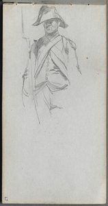 Schetsboek, pagina 67: Studie van een soldaat door Jean Louis Ernest Meissonier