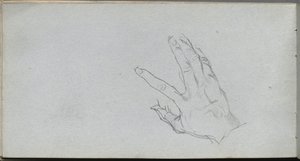 Schetsboek, pagina 68: Studie van een hand door Ernest Meissonier