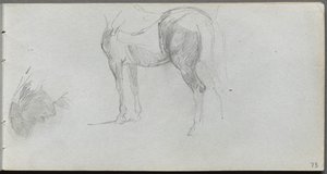 Schetsboek, pagina 73: Studie van een paard, profiel door Ernest Meissonier