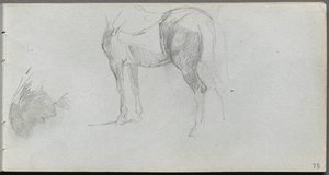 Schetsboek, pagina 73: Studie van een Paard, profiel door Jean Louis Ernest Meissonier