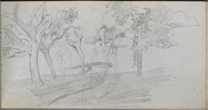 Schetsboek, pagina 74: Landschapsstudie