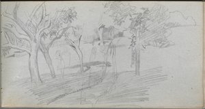 Schetsboek, pagina 74: Landschapsstudie