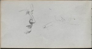 Schetsboek, pagina 80: Studie van gezichten door Jean Louis Ernest Meissonier