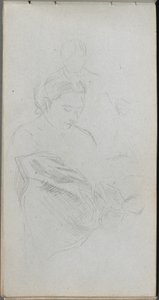 Schetsboek, pagina 82: Studie van Fgures door Ernest Meissonier