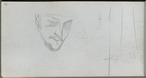Schetsboek, pagina 83: Studie van een gezicht, benen door Jean Louis Ernest Meissonier