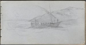 Schetsboek, pagina 88: Zeelandschap en figuur