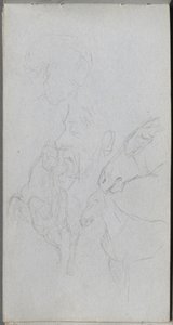 Schetsboek, pagina 90: Studie van paarden, profielen