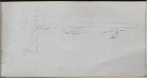 Schetsboek, pagina 94: Zeelandschap