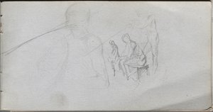 Schetsboek, pagina 98: Studie van figuren door Jean Louis Ernest Meissonier
