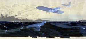 Louis Bleriot: Eerste luchtoversteek van het Kanaal, c.1920 (illustratie) door Ernest Montaut