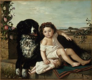 Portret van een Meisje met een Hond
