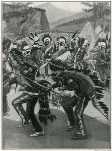 Een schilderachtige dans van Rode Indianen