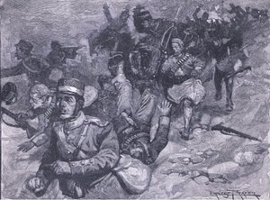 Vlucht van de Grieken bij Larissa, illustratie uit Cassells Geschiedenis van Engeland, 1900s