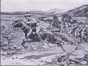 De vangst van de lijfwacht: Luitenant Batemans gedurfde inval, illustratie uit Na Pretoria: De Guerrillaoorlog, 1902