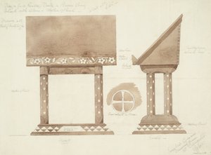 Ontwerp voor Lezenaar in Bruin Ebbenhout, ingelegd met Zilver en Parelmoer, c.1905-15
