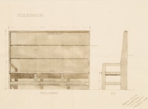 Ontwerp voor Zitbank in Engels Eiken, 1909