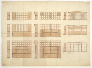 Ontwerpen voor Porseleinkasten, Dressoirs en Buffetten in Engels Eiken, 1906