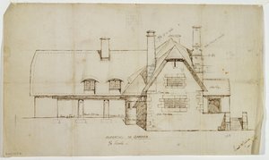 Tuinzijde van cottage, Sapperton, 14 juni 1902 door Ernest William Gimson