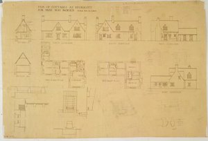 Paar Cottages in Kelmscott voor Miss May Morris, ca. 1915 door Ernest William Gimson