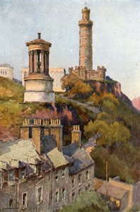Calton Hill (kleur litho) door Ernest William Haslehust
