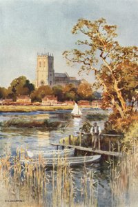 Christchurch Priory vanaf Wick Ferry door Ernest William Haslehust