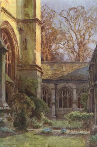 De kloosters, Winchester College (kleur litho) door Ernest William Haslehust