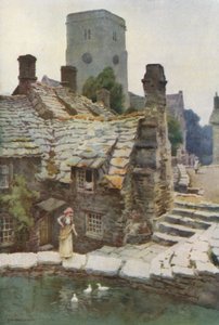 De molenvijver, Old Swanage (kleur litho)
