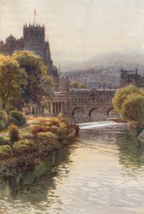 Uitzicht vanaf de North Parade Bridge, Bath door Ernest William Haslehust