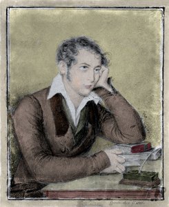 Risorgimento: portret van de patriot, filosoof, politiek denker Carlo Cattaneo (1801-1869) tekening door Ernesta Bisi door Ernesta Legnani