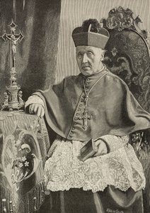 Portret van Luigi Nazari van Calabiana, Italiaanse politicus en aartsbisschop van Italië, gravure door Ernesto Mancastropa