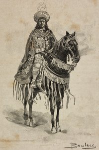 Prins van Napels in kostuum van Grootmeester van de Orde van de Aankondiging bij het Villa Borghese-toernooi ter gelegenheid van het zilveren huwelijk van Umberto I en Margherita van Savoye, Rome, Italië door Ernesto Mancastroppa