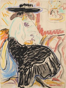 Zittende vrouw in het atelier door Ernst Ludwig Kirchner