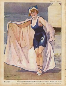 Vrouw op het strand van Biarritz