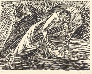 De schrijvende profeet Sint Jan op Patmos, 1919 door Ernst Barlach