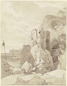 Amalfi, uitzicht over een wachttoren op S. Francesco door Ernst Fries